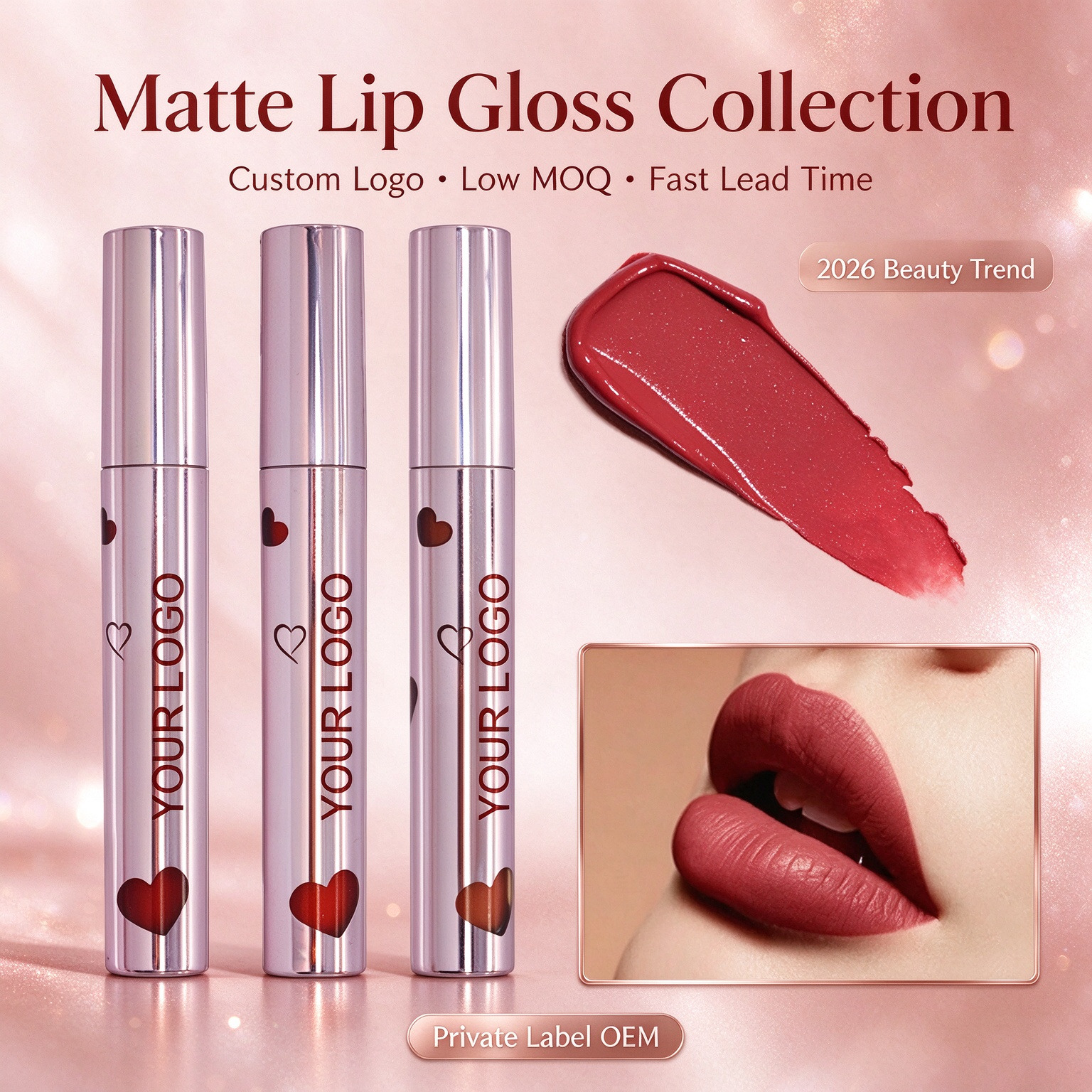 Heart-shaped Waterproof Matte Lip Gloss