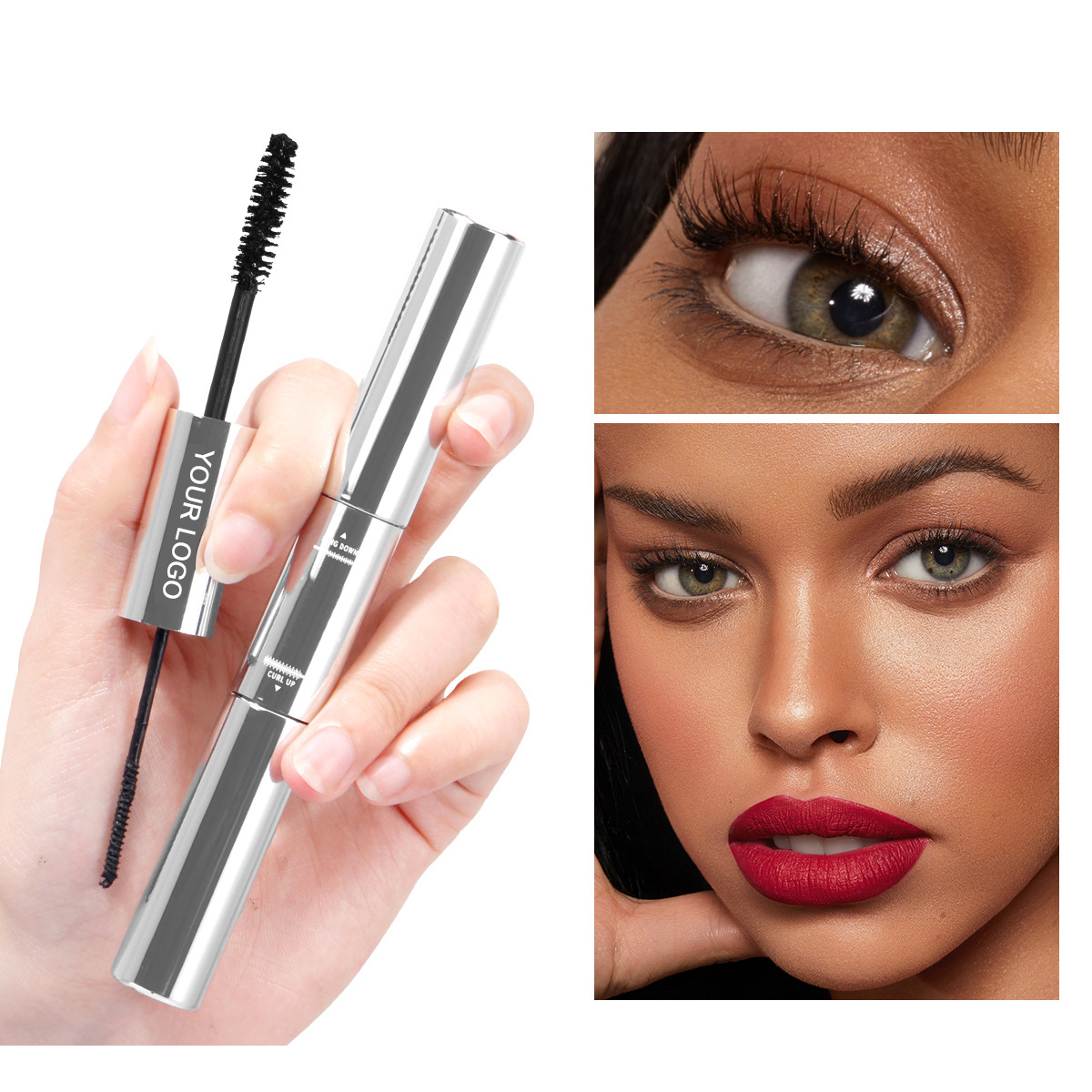 2-in-1 Waterproof Curling Mascara with Dual Brush – Long & Voluminous Lashes