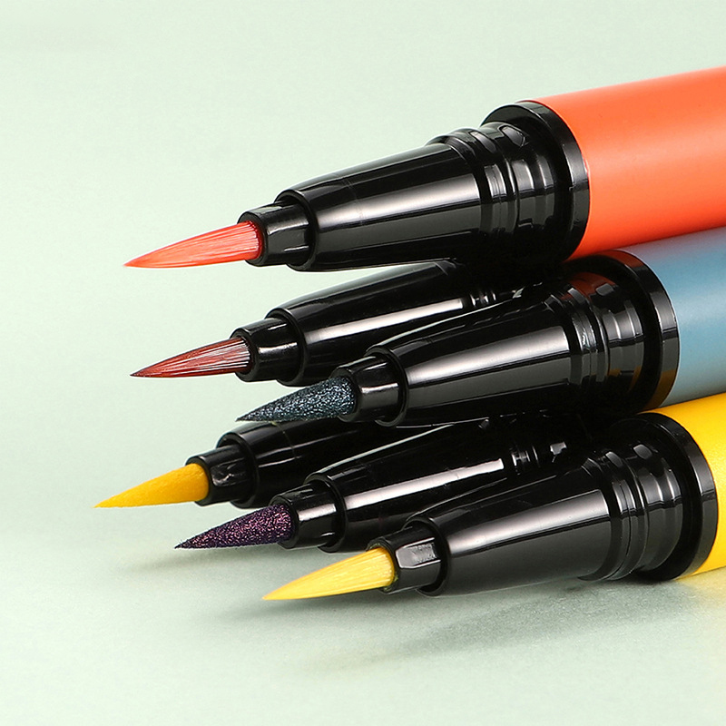 Colorful Dual-Tip Eyeliner Pen – Brush & Sponge for Artistic Eye Looks