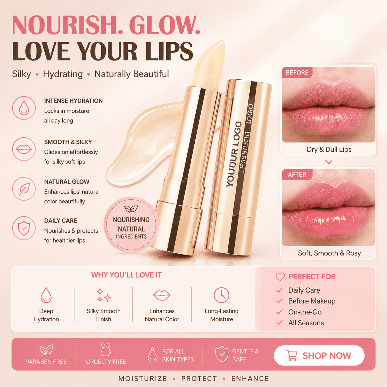 Nourishing Lip Care Stick – Moisturizing Lip Balm for Dry & Cracked Lips