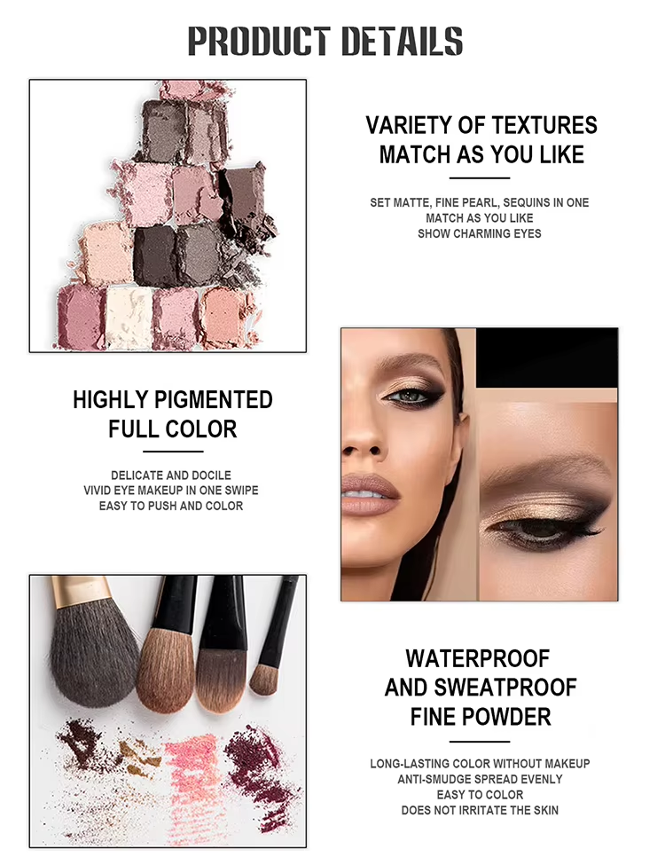 Highly Pigmented Eyeshadow Palette with Waterproof Long Lasting Formula Highly Pigmented Eyeshadow Palette with Waterproof Long Lasting Formula