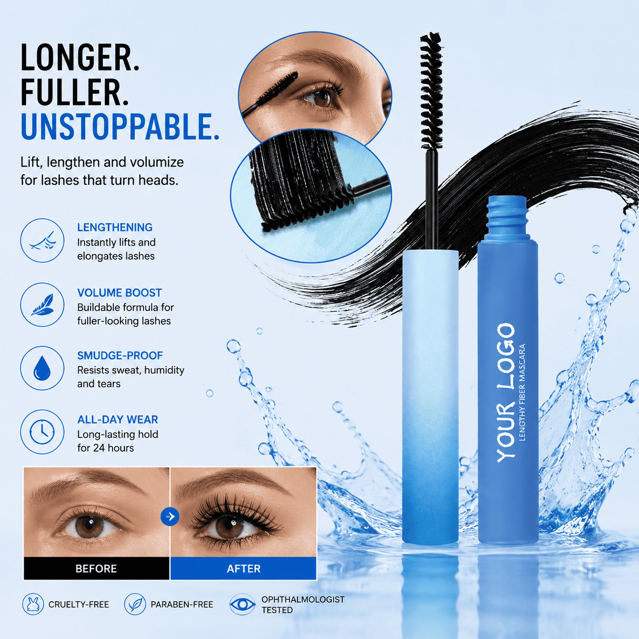 Lengthening Fiber Mascara – Waterproof Defined Natural Lashes