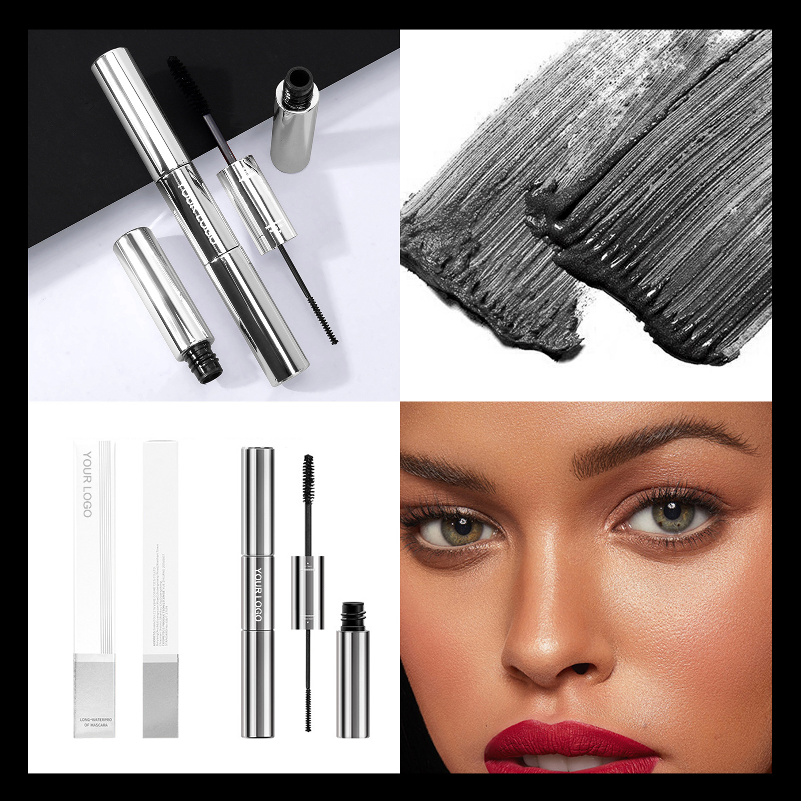 2-in-1 Waterproof Curling Mascara with Dual Brush – Long & Voluminous Lashes