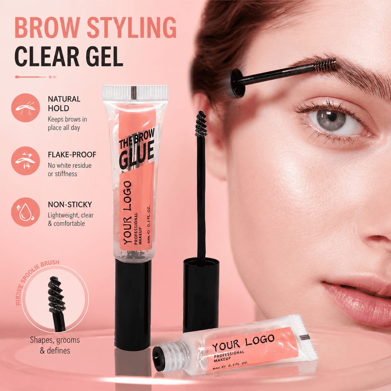 PROFESSIONAL MAKEUP The Brow Glue, Extreme Hold Eyebrow Gel - Clear