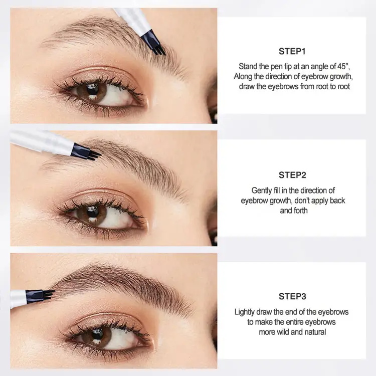 4 Tip Microblading Eyebrow Pen – Hair Stroke Precision Brow Defining Pencil