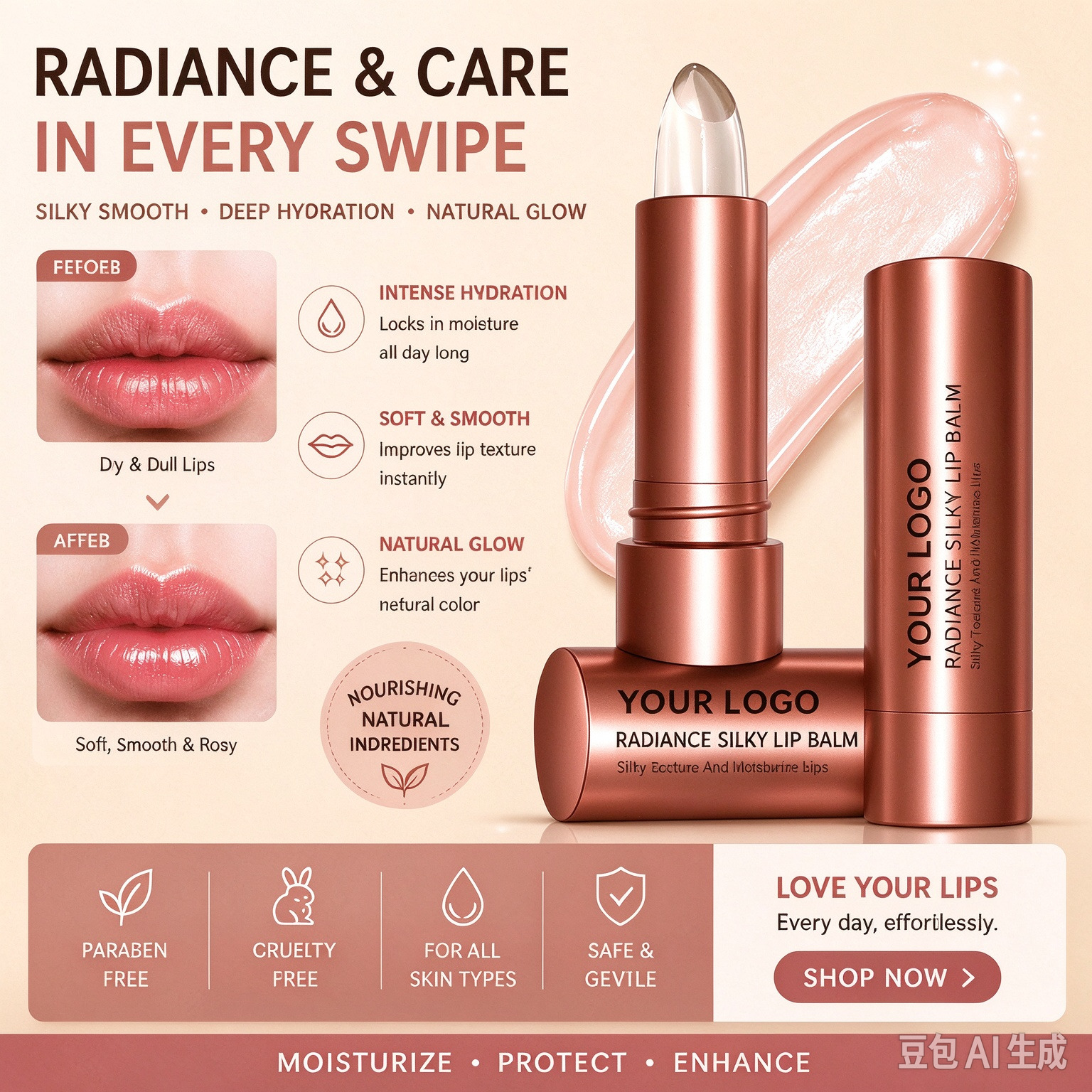 Crystal Clear Moisturizing Lip Balm – Silky Lip Repair Stick for Dry Lips