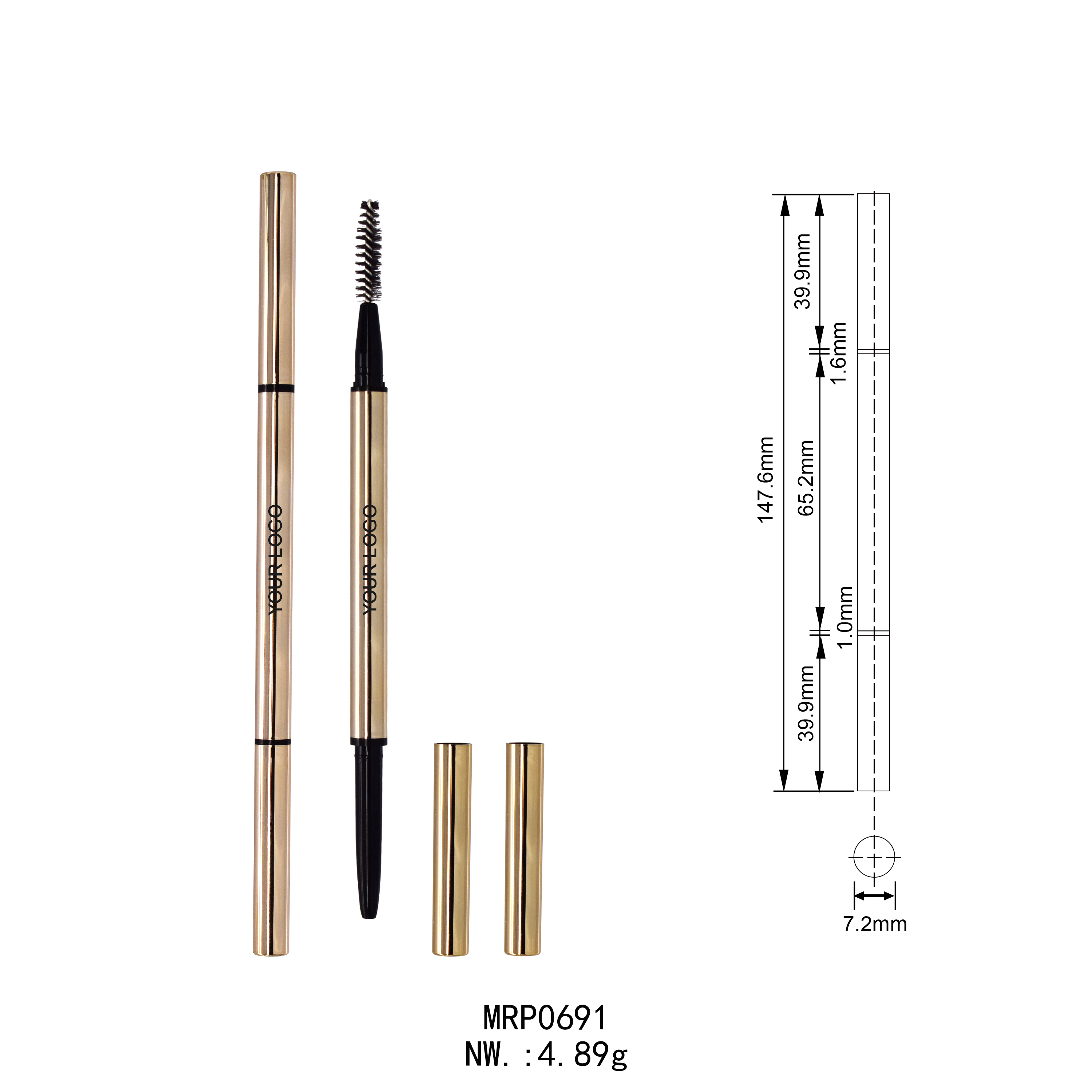 Waterproof Eyebrow Pencil with Fine Tip Spoolie Brush