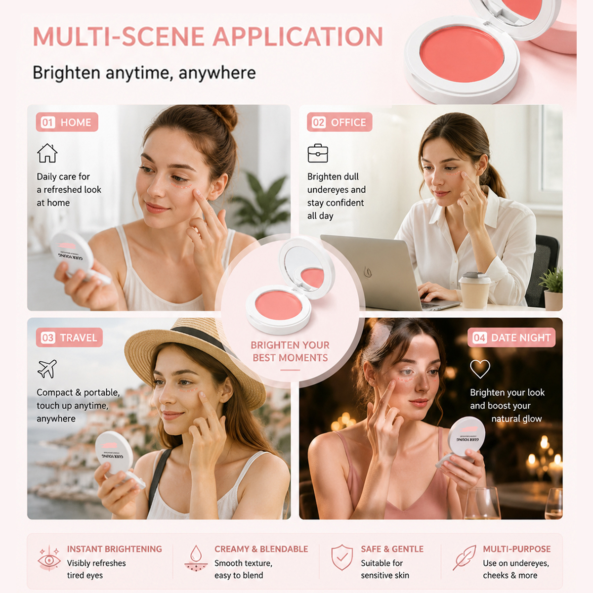 OEM Private Label Under Eye Brightener Balm Pink Corrector Supplier
