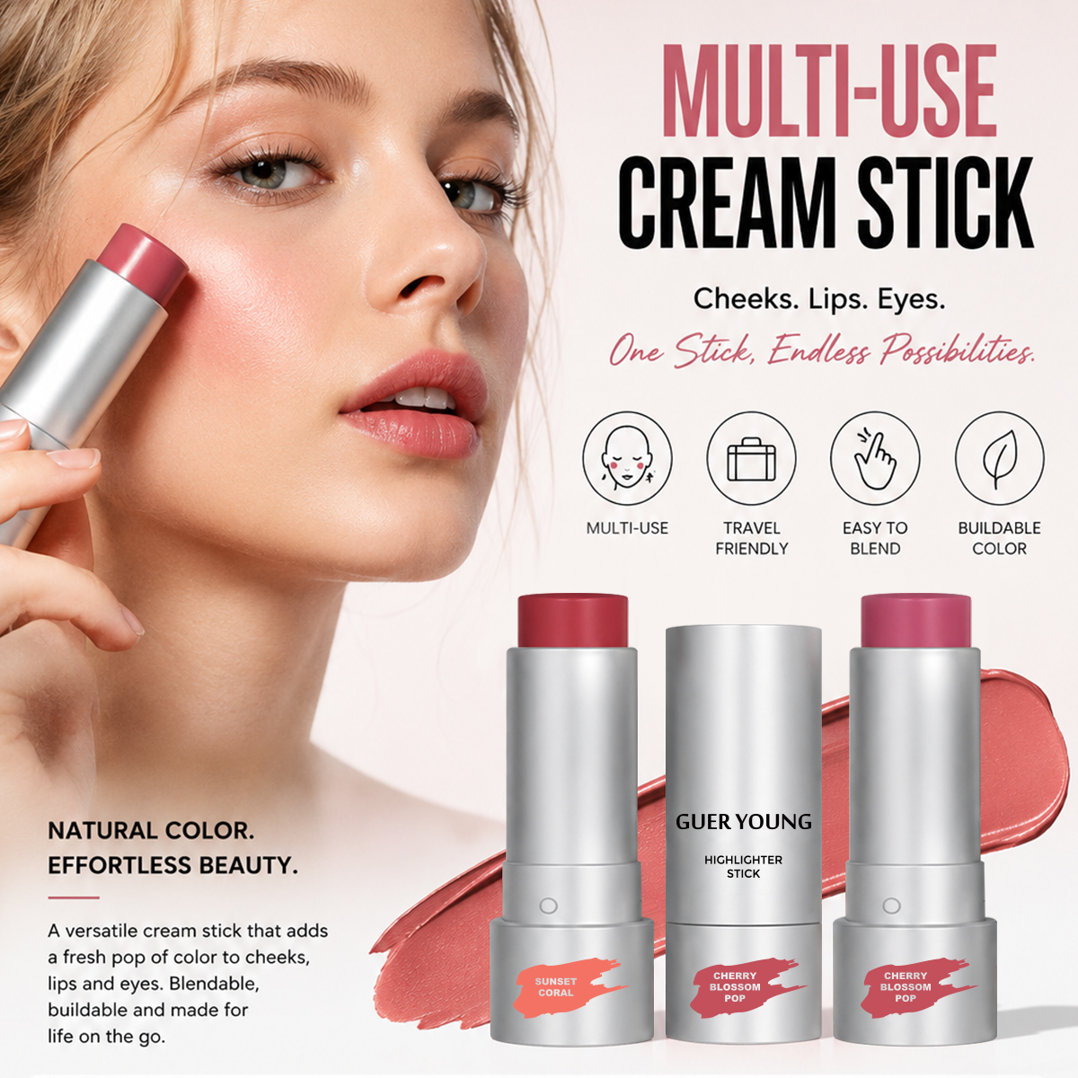 OEM Private Label Cream Blush Stick Makeup Multi Use Cream Stick Supplier
