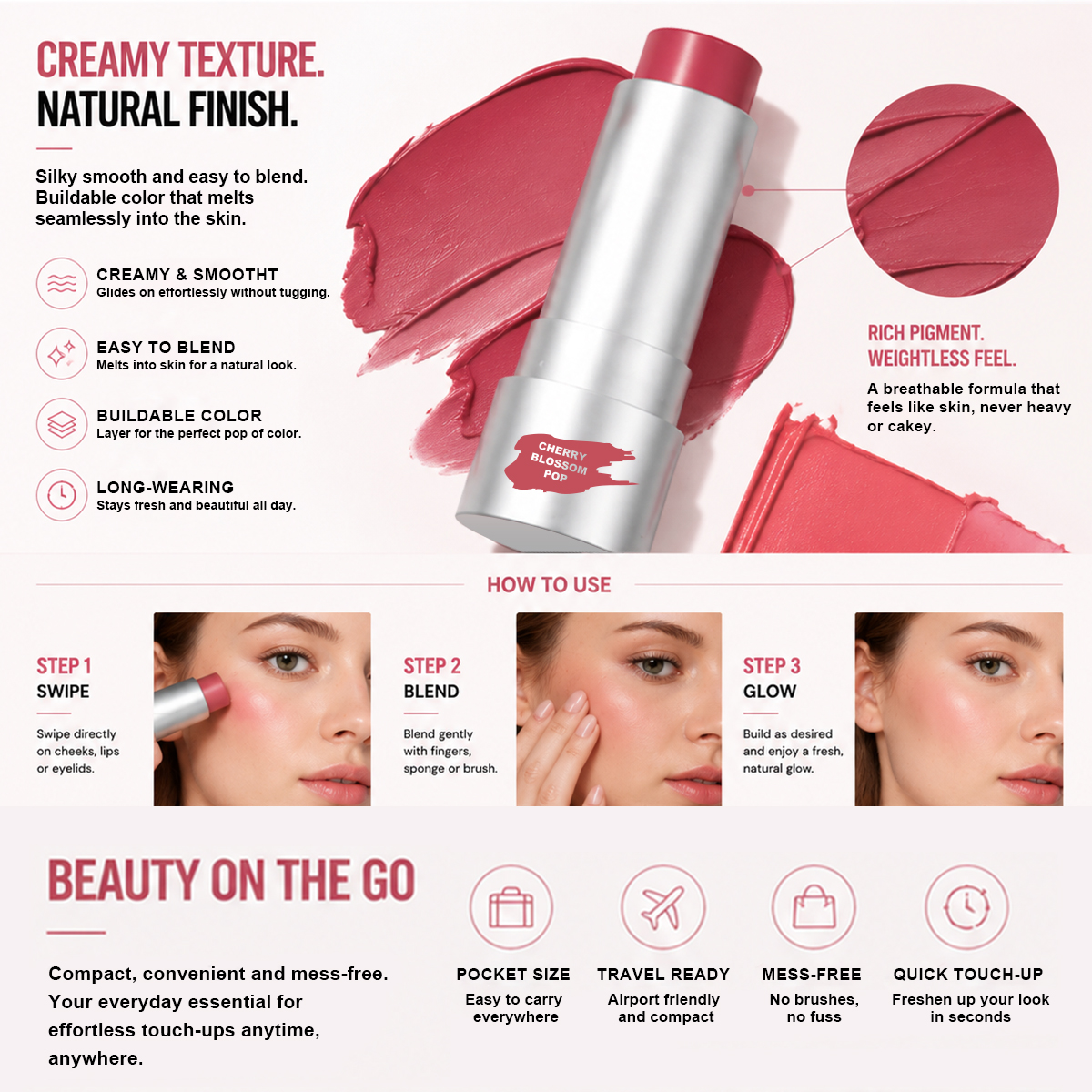 OEM Private Label Cream Blush Stick Makeup Multi Use Cream Stick Supplier