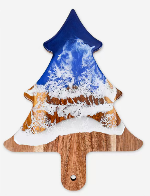 Wooden Resin Christmas tree platter