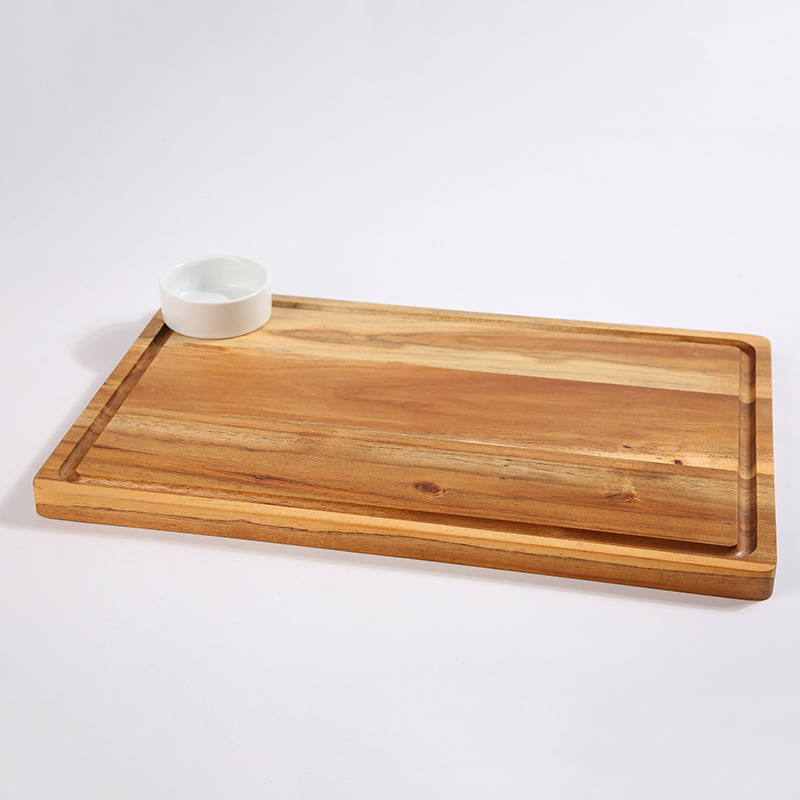 Sustainable Rectangular Acacia Wood Serving Board with Ceramic Dipping Bowl – Cheese & Snack Tray