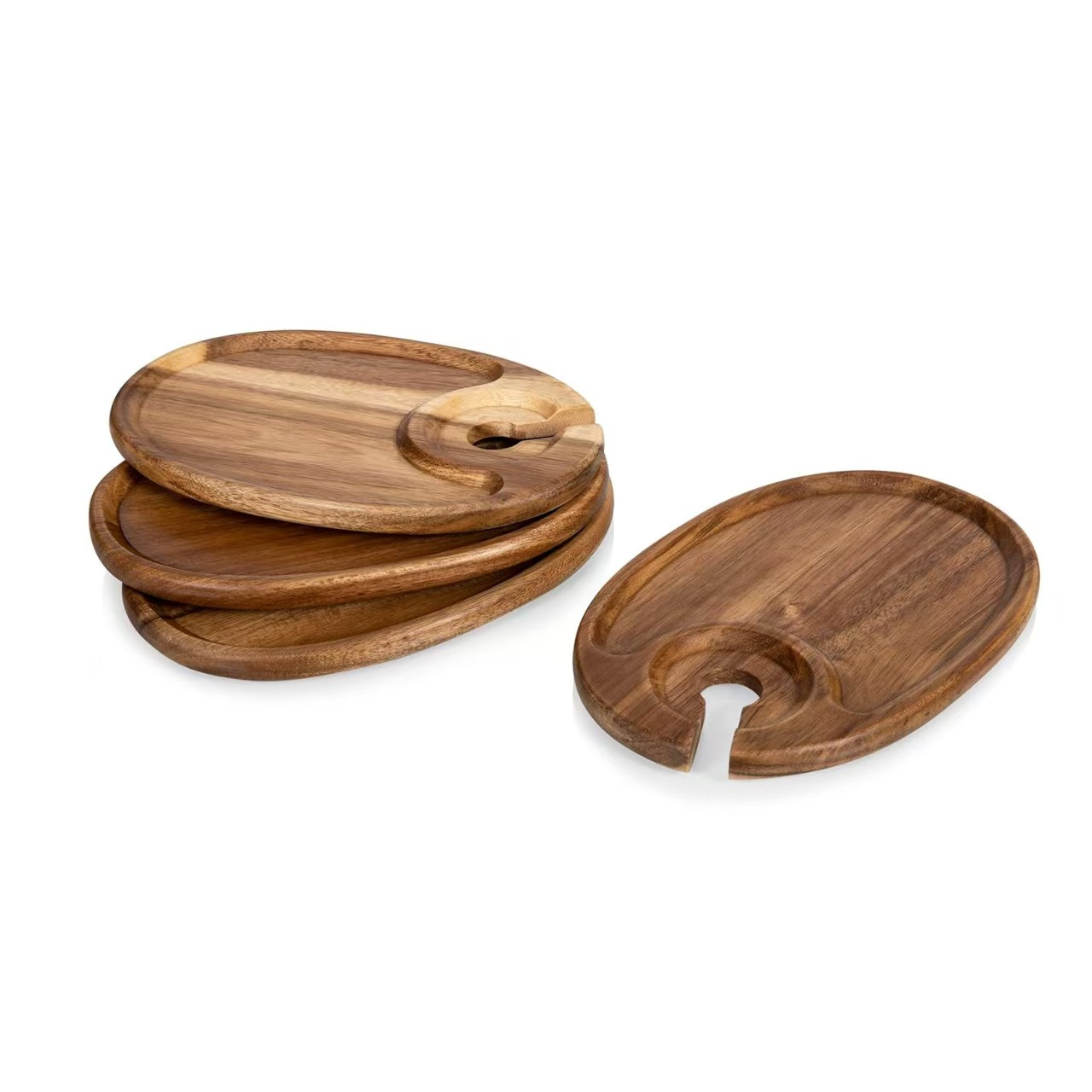 Sustainable Acacia Wood Tray Wine Glass Holder