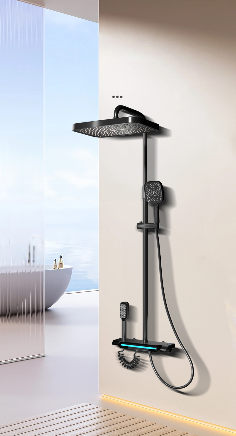 Smart Digital Thermostatic Shower Set with Dual Hand Showers and LED ...