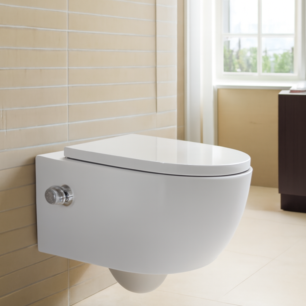 BEFEN2468-BD Wall-Hung Modern Minimalist Ceramic Toilet Bowl - Concealed Tank Compatible, Space-Saving Design