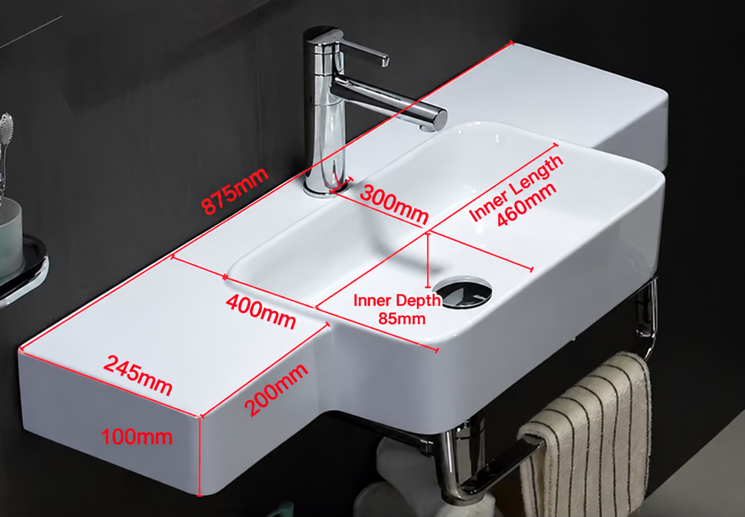 Modern Wall Hung Ceramic Wash Basin–BF0457