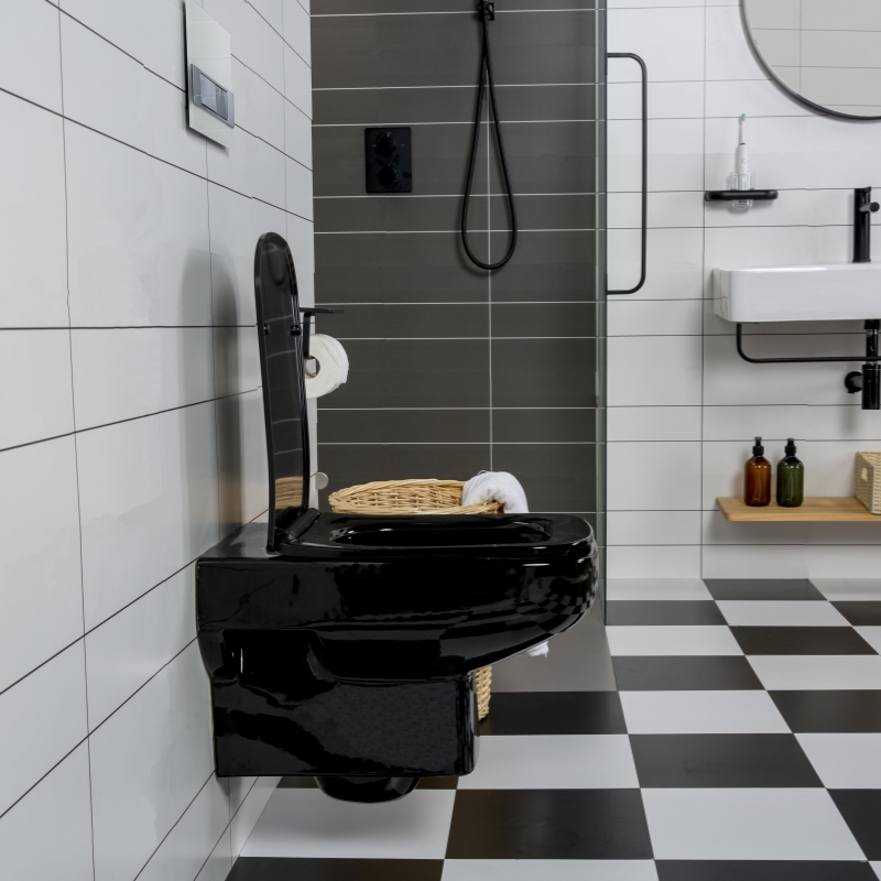 Rimless Wall-Hung Toilet BF2311D-B – Elegant Black Finish with High Load Capacity