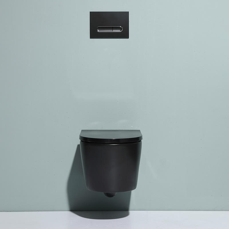 2366C Wall-Hung Toilet - Modern Minimalist Black Ceramic Floating WC