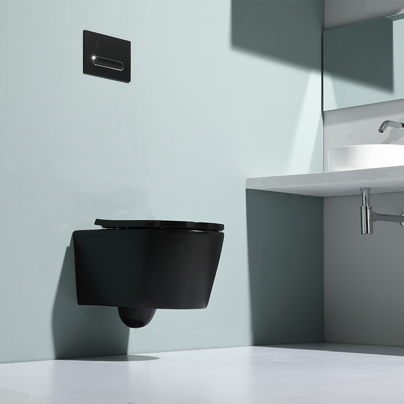 2366C Wall-Hung Toilet - Modern Minimalist Black Ceramic Floating WC