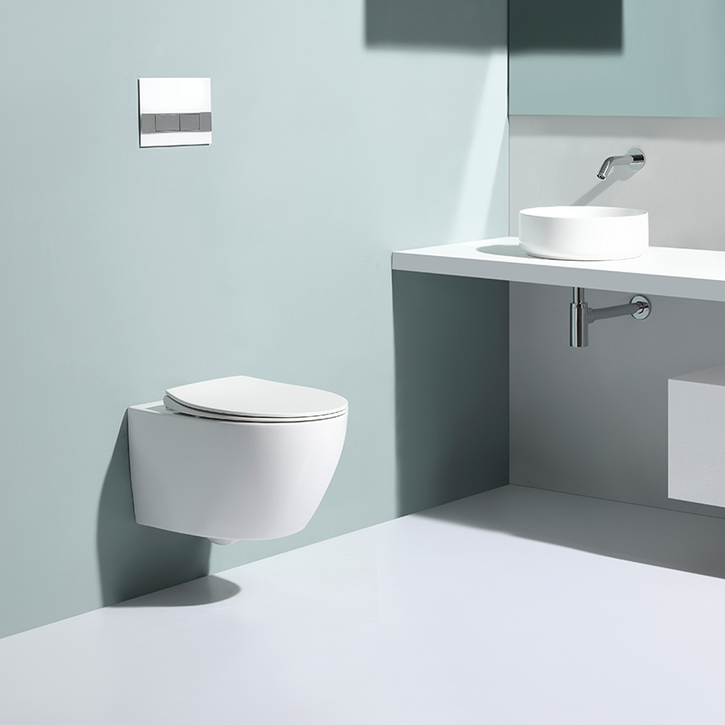Wall-Hung Toilet BF2375 Modern Ceramic Bathroom WC with Cyclone Flushing Soft Close Seat