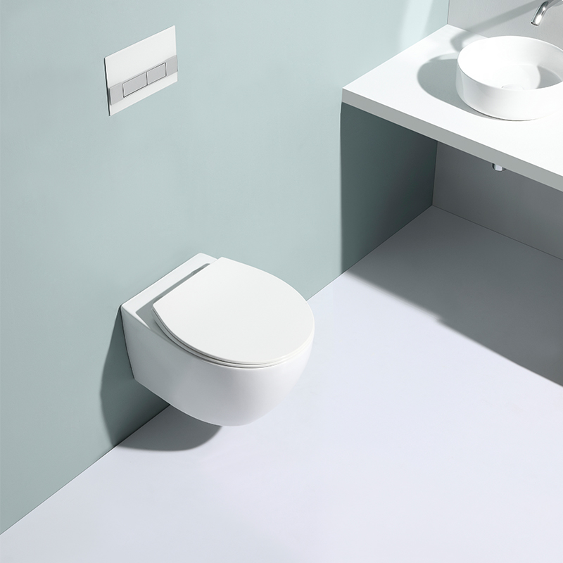Wall-Hung Toilet BF2375 Modern Ceramic Bathroom WC with Cyclone Flushing Soft Close Seat