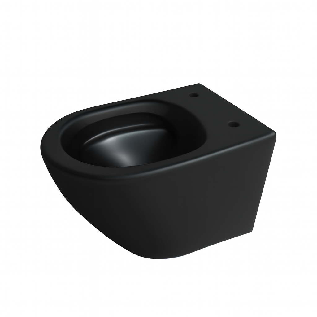 BF2377-MB Rimless Wall Hung Toilet – Matt Black Ceramic, Washdown Flush, 3/6L