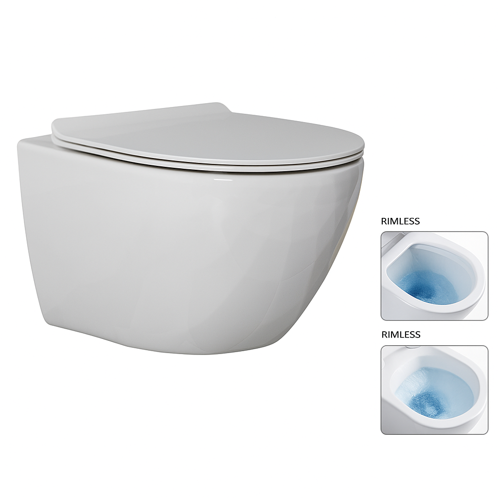 Modern Wall-Hung Ceramic Toilet with Soft Close Lid