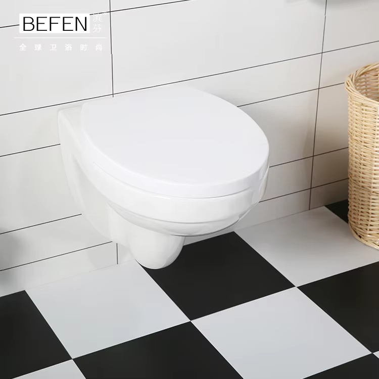 BF2405 Modern Wall Hung Ceramic Toilet Quiet Cyclone Flush Water Saving WC