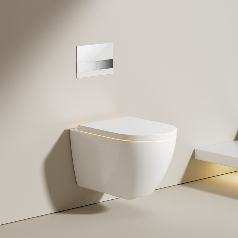 2416 Vortex Wall Hung Toilet, Rimless, Soft Closing Seat, Dual Flush, Modern Ceramic Bathroom WC