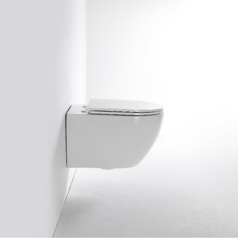 Compact Water-Efficient Ceramic Wall Hung Toilet with Powerful Flush - Model 2416E