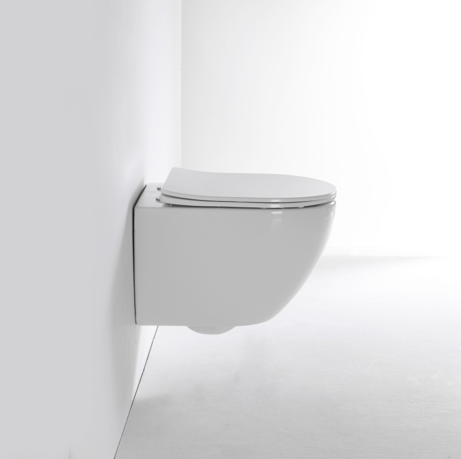 Back to Wall Toilet BF2418D Rimless Ceramic WC Washdown Soft Close Seat