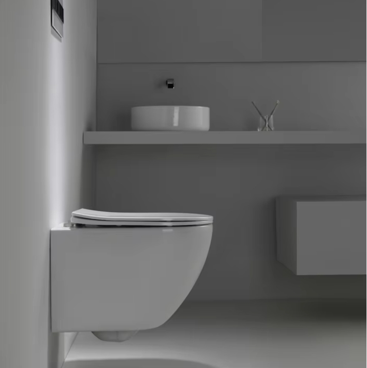 Wall-Hung Toilet 2418D – Sleek Round Design with Rimless, Space-Saving Performance