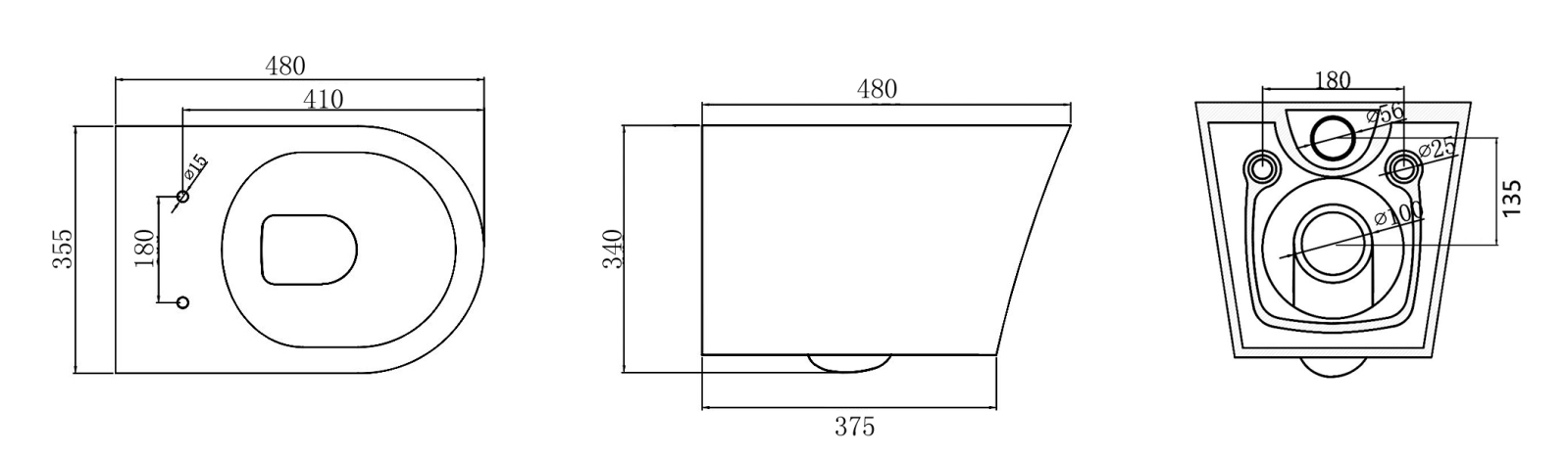 BF2422 Rimless Wall Hung Ceramic Toilet with Washdown & Rimless Flushing