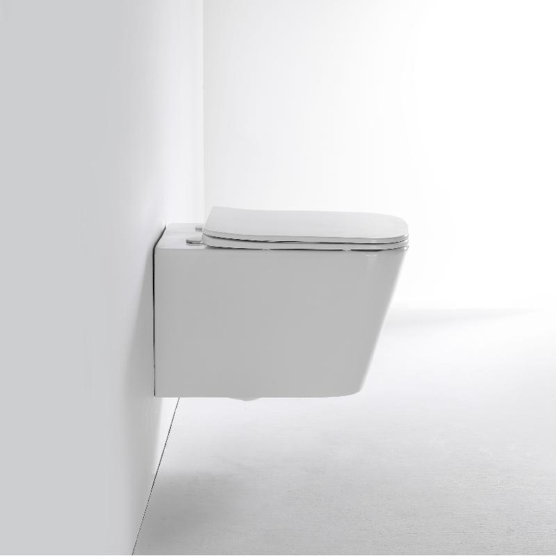 BF2440D Wall-Hung Toilet – White Rimless Compact Ceramic WC with P-Trap