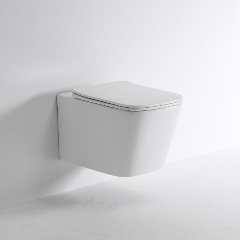 BF2440D Wall-Hung Toilet – White Rimless Compact Ceramic WC with P-Trap