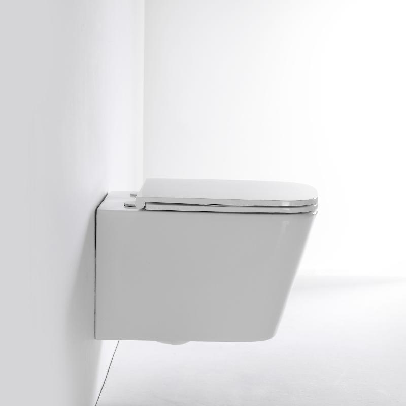 Wall-Hung Rimless Toilet BF2440 Modern Ceramic Wall Mounted WC with Soft Close Seat