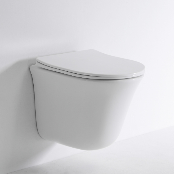 2441D Modern Wall Hung Toilet Ceramic Rimless Floating WC with Soft Close Seat