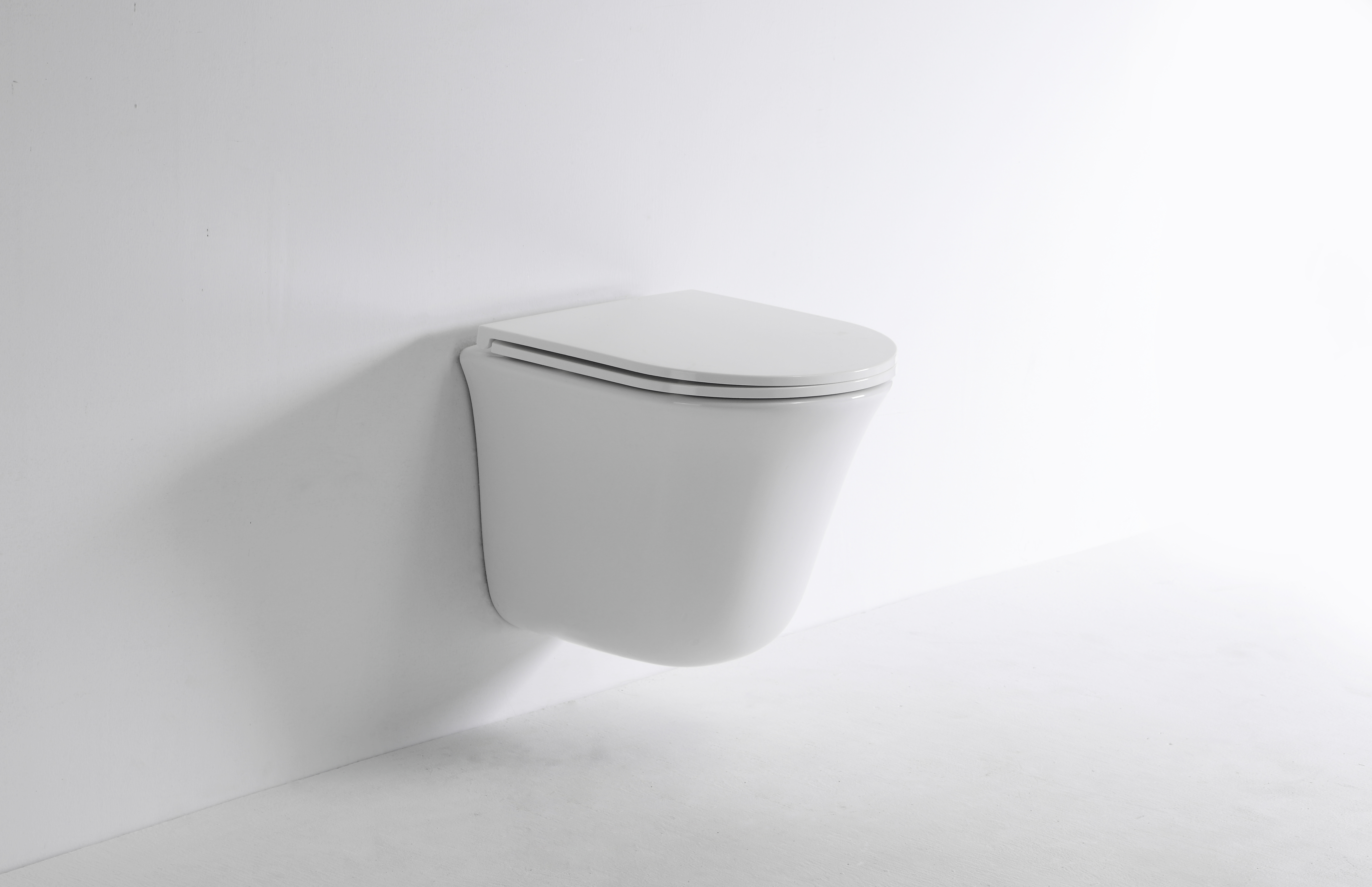 Modern Wall Mounted Toilet 2441E - Compact, Rimless, Quiet Flush Design