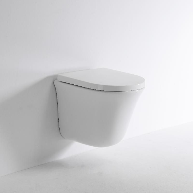 BF2441 Wall Mounted Toilet - Modern Soft-Close Ceramic Rimless WC for Contemporary Bathrooms