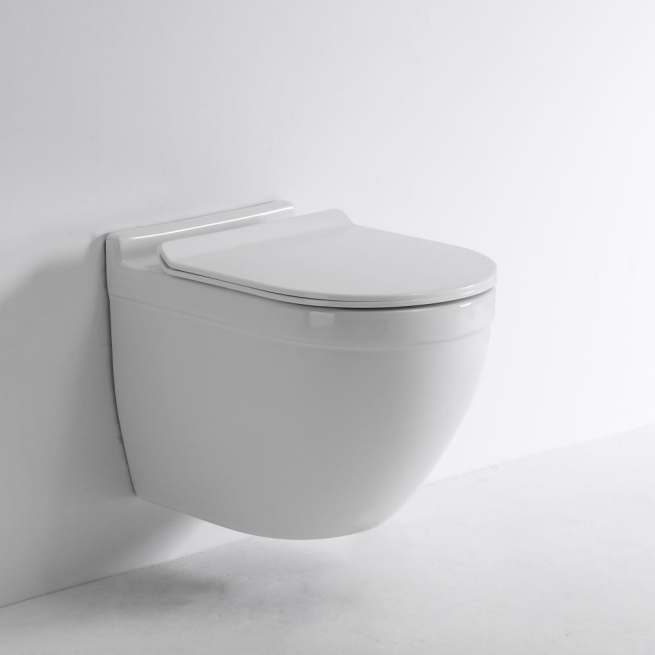 Wall-Hung Toilet 2442A – White Modern Ceramic Suspended WC with Soft Close Seat