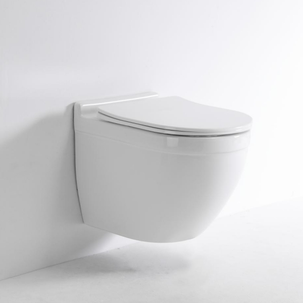 Væghængt Toilet 2442D – Moderne Kantløst Design med Blødlukkende Sæde