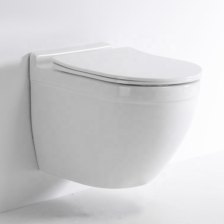 Contemporary Wall Hung Toilet – Compact Oval Ceramic WC with Rimless Design