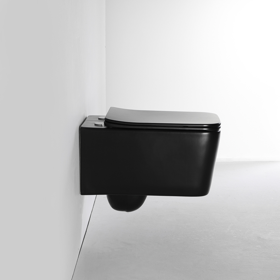 Modern Matte Black Wall-Hung Toilet – Sleek Minimalist Design for Contemporary Bathrooms