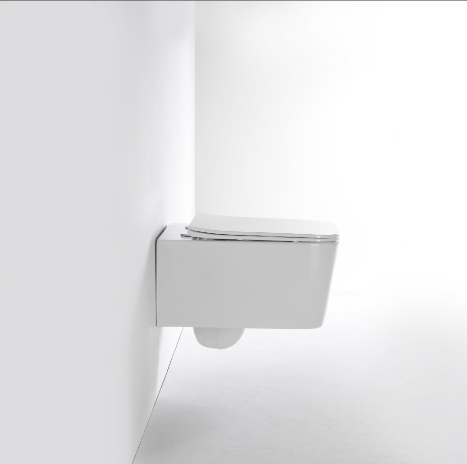 Moderne Wandhängende Toilette mit Soft-Close Sitz – Rechteckiges Design für Platzersparnis