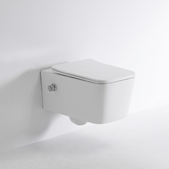 2467D-BD Wand-Bidet-WC | Quadratisches Design | Integrierter Bidetkopf | Moderner und minimalistischer Stil | Wassersparend und leise