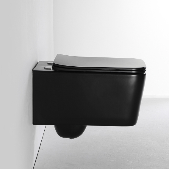 WC Sospeso Nero Opaco 2467 | Design Moderno Minimal | Ceramica a Risparmio Idrico