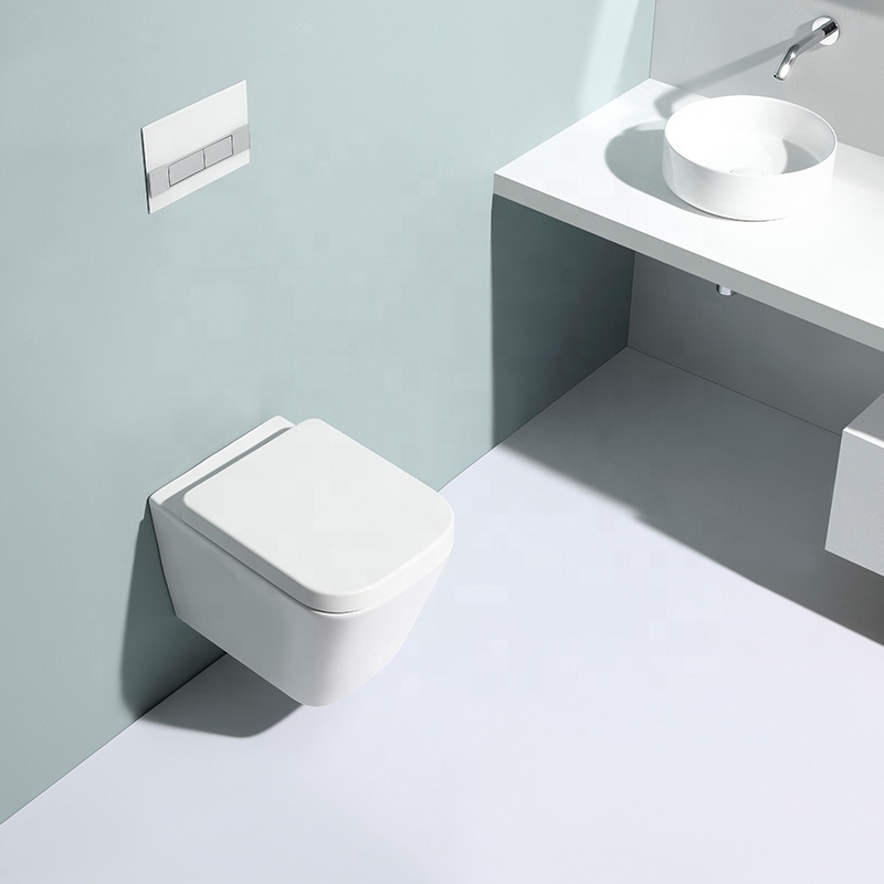 Modern Minimalist Wall-Mounted Bathroom Vanity Set | Floating Toilet + Counter Basin + Mirror Cabinet