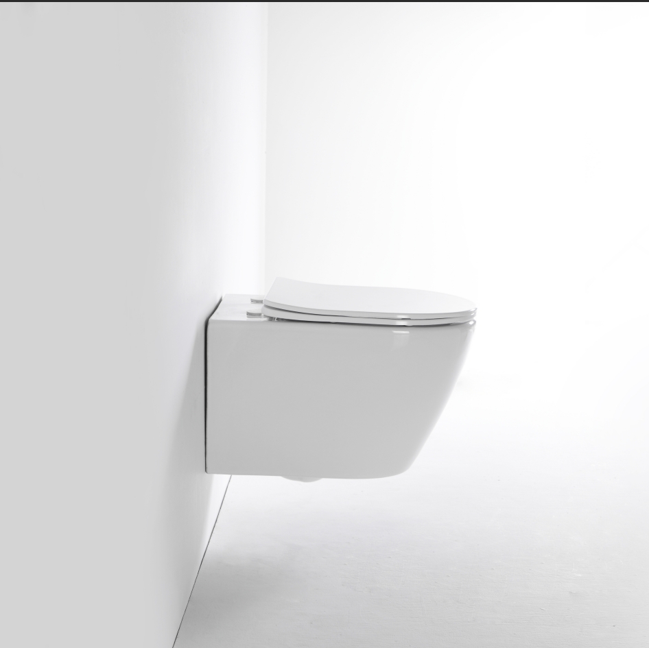 Modern Wall-Hung Toilet with Quiet Dual Flush System | Rimless Ceramic Floating Toilet 530×360×350mm