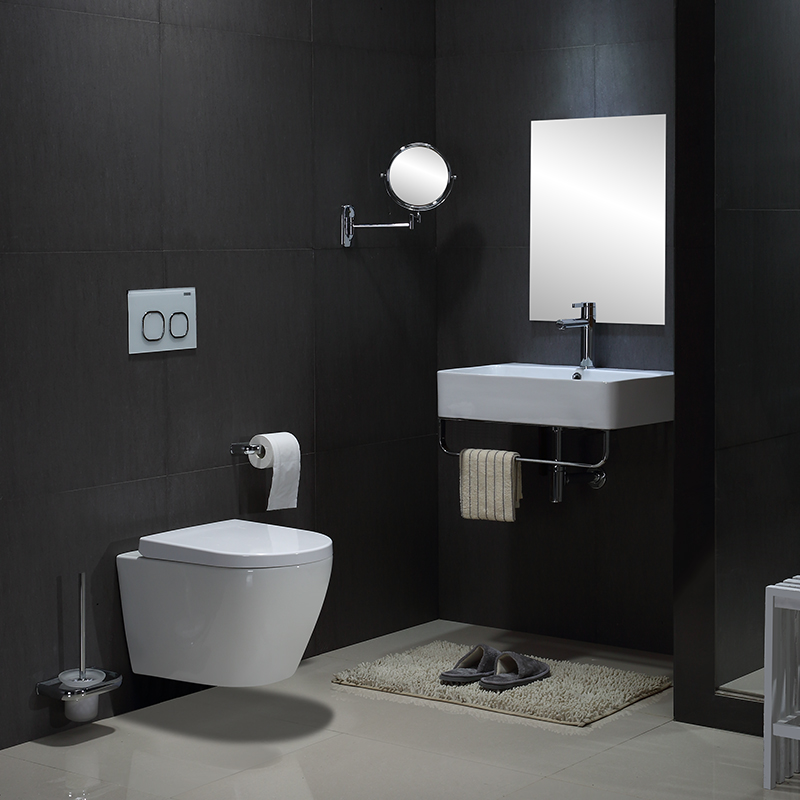 Modern Wall-Hung Ceramic Toilet with Quiet Washdown Flush, Soft Close Seat