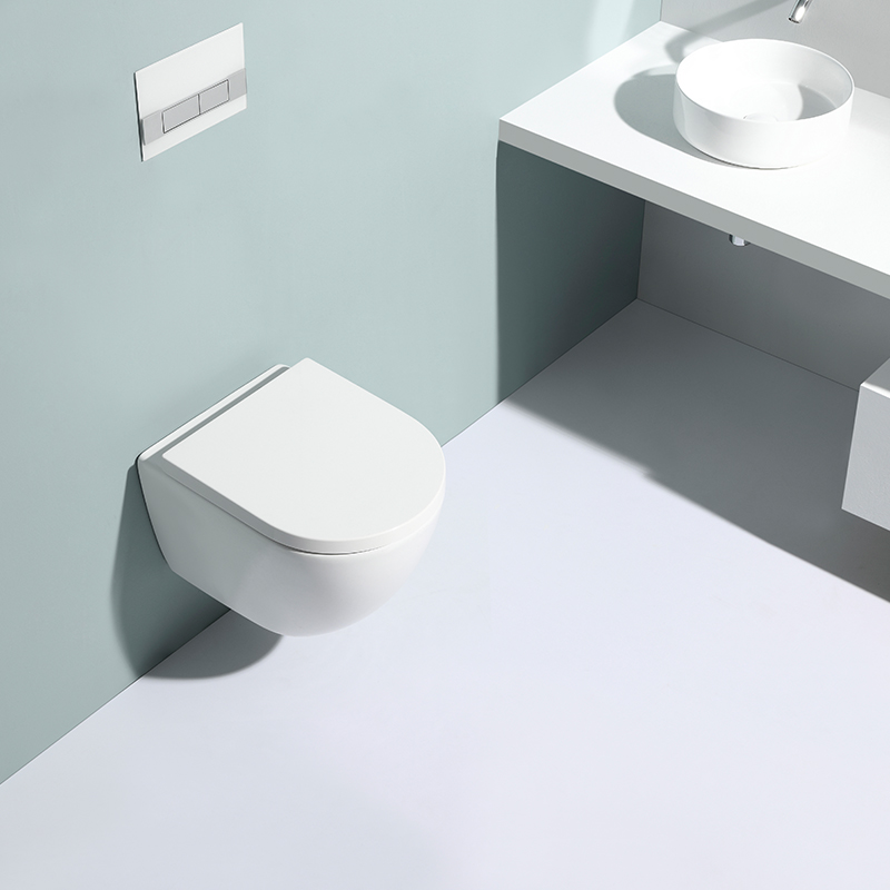 Rimless Wall Hung Toilet 2478 – Hygienic, Silent Flush, Dual Button Compact WC